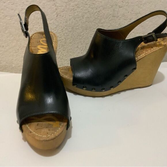 Sam Edelman Camilla Wedge Black Sandals size 10 - Picture 2 of 10